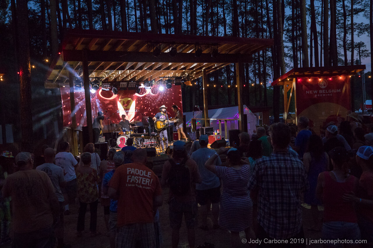Late evening with fans and The Black Lillies on Pine Grove Stage at Rooster Walk