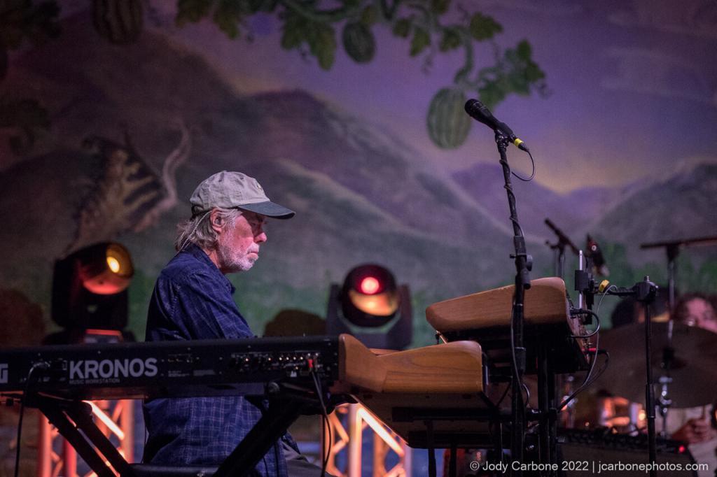 Bill Payne playing keyboards with Little Feat at Watermelon Pickers Festival 2022